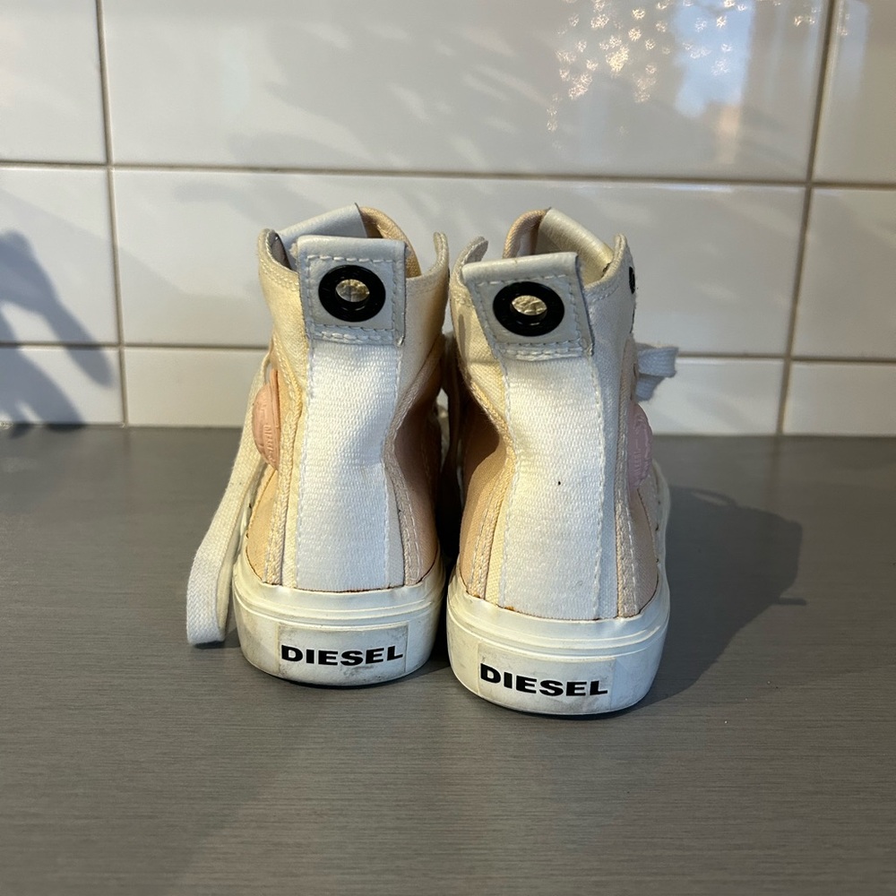 Diesel S-Astico Canvas Cream and White High-Top Sneakers - Picture 2 of 7